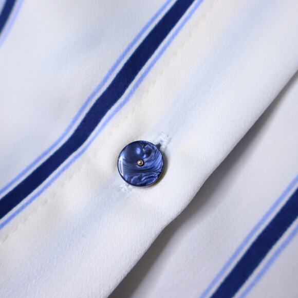 ZARA NWT Wide Sleeve Striped Blouse Blue Ivory Button Up Pinstripe Women's S - Picture 8 of 12